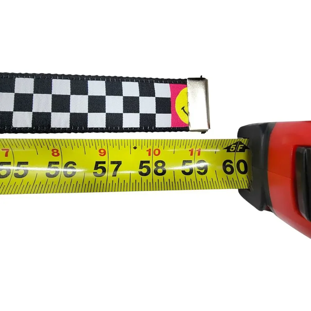 Russeluno Golf Web Belt Smiley Checkerboard Glitch Mens Adjustable Canvas